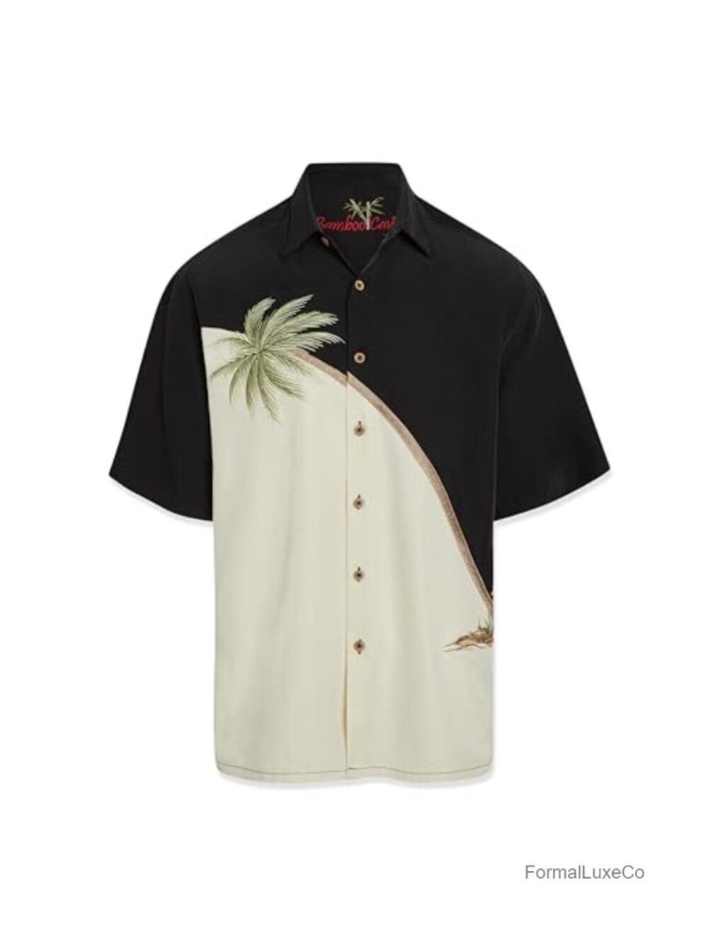 Men's Short Sleeve Tropical Embroidered Button-Down Shirt Rayon